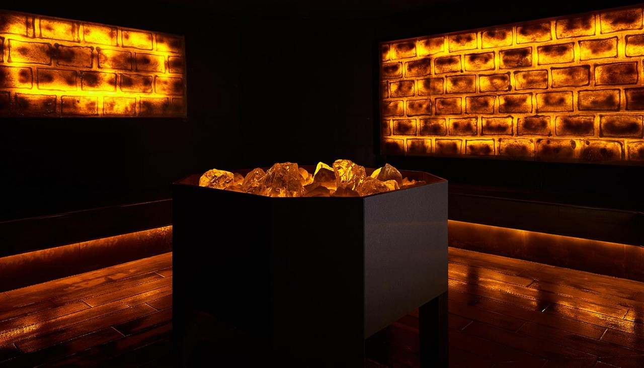Glowing Salt Steam Room.