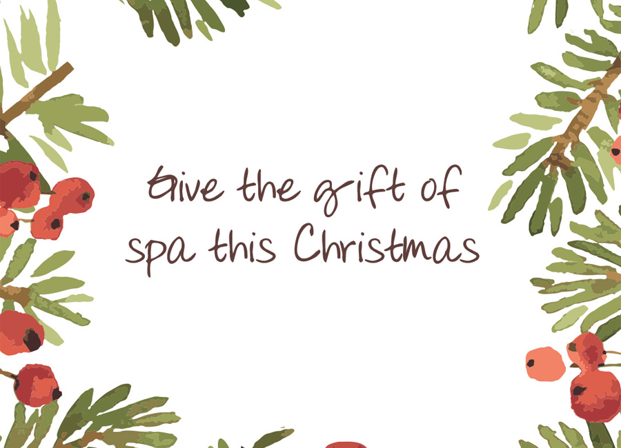 A Gift Voucher with the writting 'Give the gift of spa this Christmas'