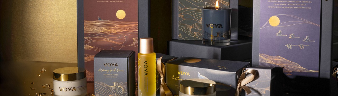 VOYA Christmas gift sets, including oils, creams and candles.