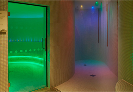 Shower lit with LED lights