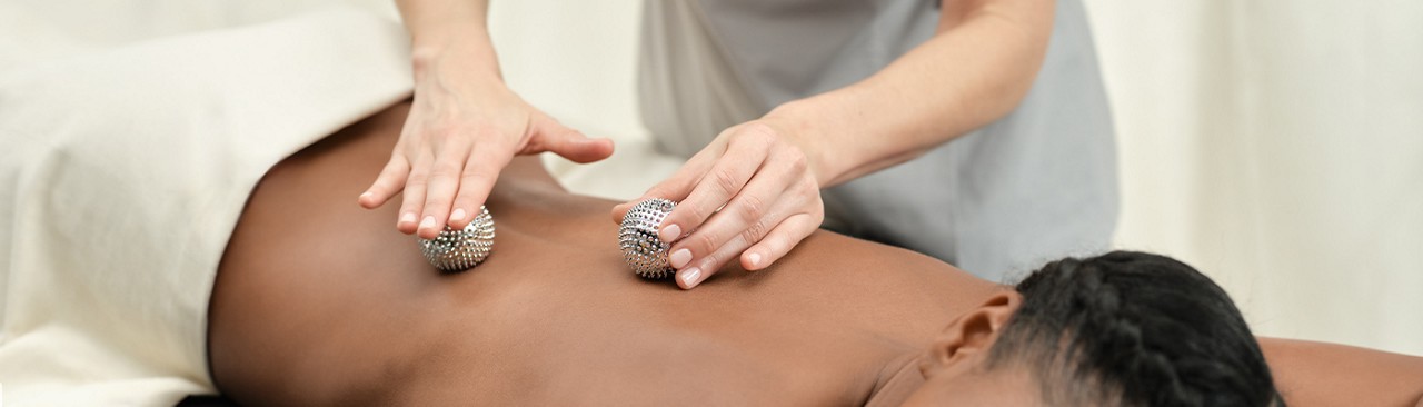 Woman having a back massage.