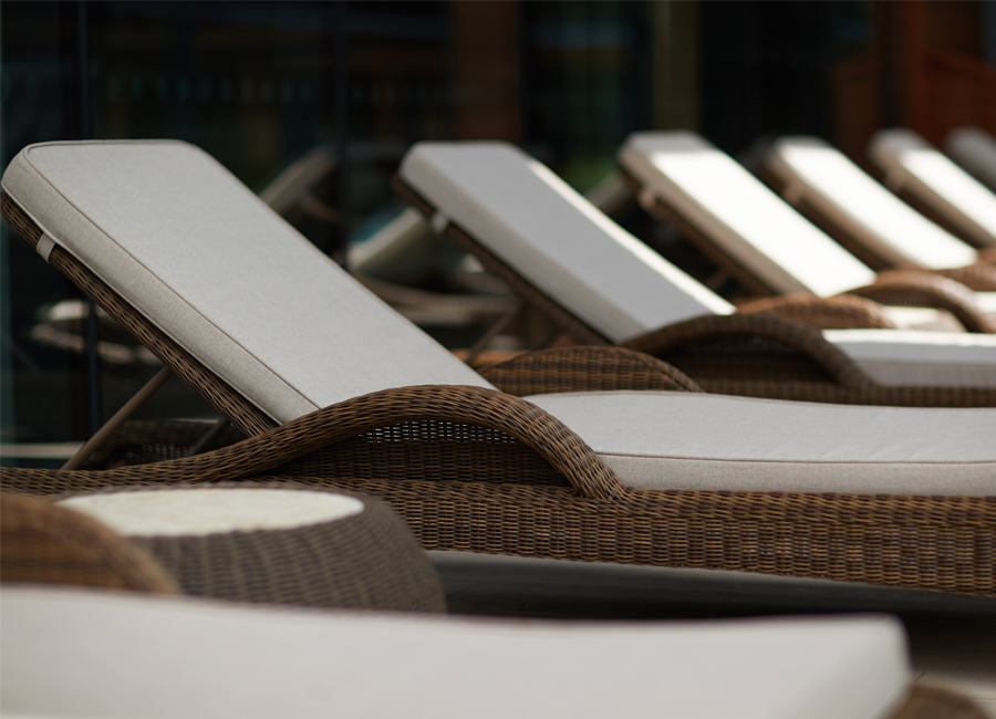 close up of sun loungers