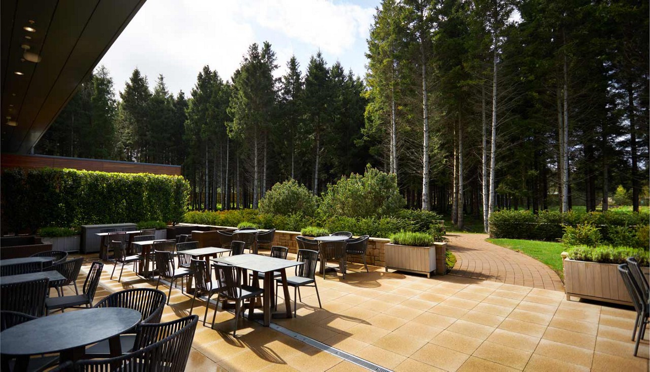 Seating area outside the Vitalé Café Bar.